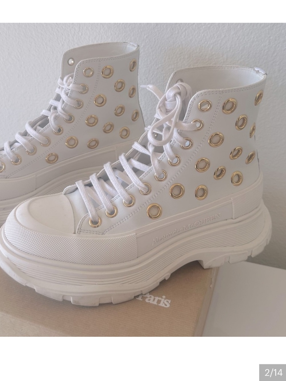 Alexander McQueen White Platform Leather Lace-Up Boots Italy  38.5 US 8.5 $1,250